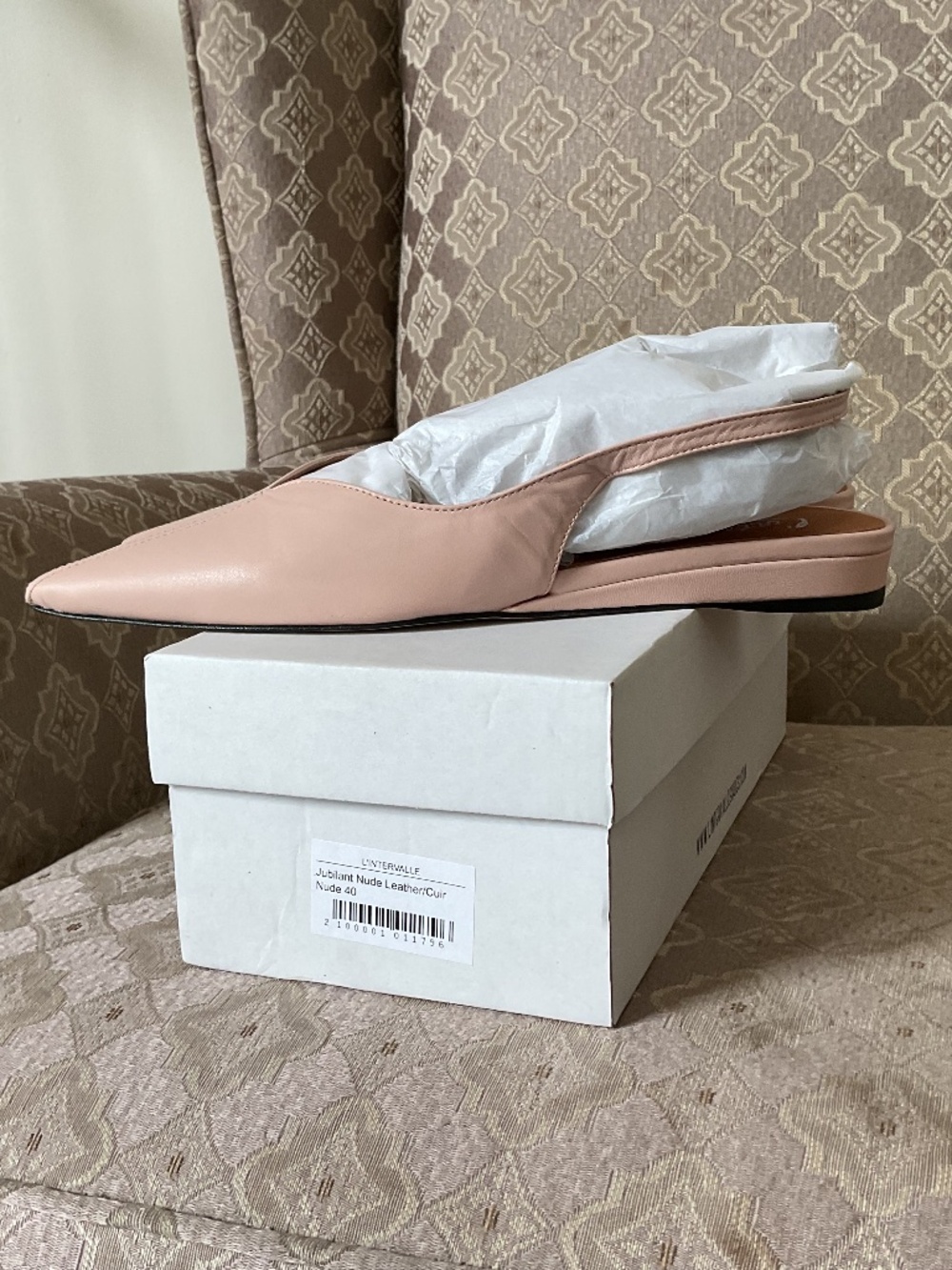 L'Intervalle Jubilant Nude Leather Sling-Back Flats - Picture 6 of 9